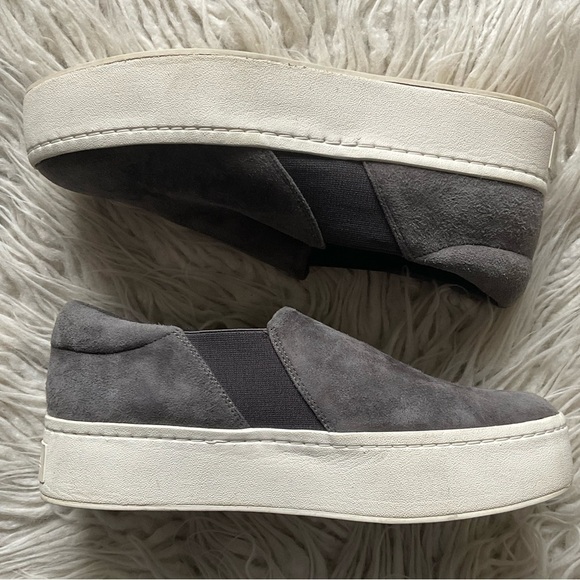 Vince Warren Gray Suede Leather Chunky Platform Flatform Slip-On Sneakers Size 6 - Picture 1 of 9